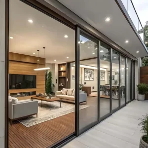 Heavy Duty Aluminum Alloy Balcony Doors with Double Pane Tempered Glass Sliding Doors
