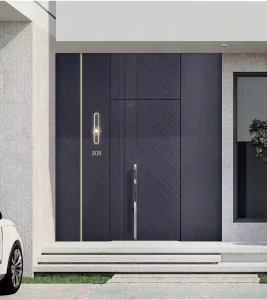 Heavy Duty Aluminum Entrance Door Cross Hatch Grid Pattern Relief Single Front Door Custom