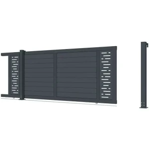 Heavy Duty Aluminum Sliding Gate with Powder Coated Finish Modern Louvered Design for Villa Driveway Entrance