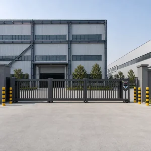 Heavy Duty Black Aluminum Alloy Trackless Sectional Sliding Gate, Automatic Electric, Residential Community