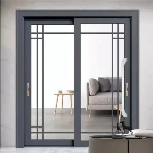 Heavy-Duty Double-Layer Tempered Glass Sliding Door, Aluminum, for Hotel, Living Room, Kitchen, and Balcony