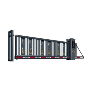 Heavy-Duty Electric Automatic Sliding Cantilever Gate, Grey Aluminum Alloy, Industrial, Villa, or School