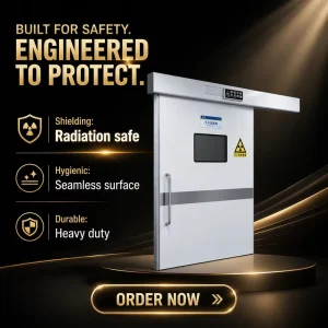 Heavy-Duty Lead-Lined Airtight Sliding Radiation Shielding Door for CT, DR, and Dental Rooms