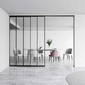 Hidden-Rail Trackless Aluminum Sliding Glass Door Double-Glazed Tempered Glass for Bedroom Hospital Villa