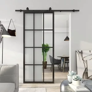 High End European Custom Aluminum Glass Sliding Barn Door Modern Wall mounted Style Ideal For Villas Hotels And Apartments