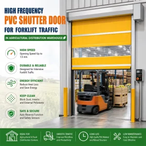 High Frequency PVC Shutter Door for Forklift Traffic in Agricultural Distribution Warehouse
