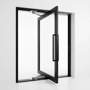 High Hardness Tempered Black Glass Entrance System Pivot Door for Commercial Workshop Office Building Main Entry