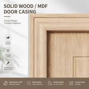 High Quality Pine MDF Solid Wood Door Casing Trim Moulding Primed Surface Interior Door Frame Line Custom Profile