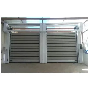 High-Speed Aluminum Alloy Turbine Spiral Hard Rolling Shutter Door, Insulated Electric Garage Door for Warehouse