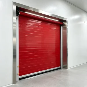 High-Speed Insulated PVC Roller Shutter Door for Commercial Cold Storage, Foam-Filled Curtain, Push-Button Remote Opening