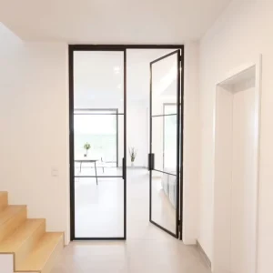 High-Strength Modern Steel Swing Glass Door with Clear Glass and Waterproof Finished Surface