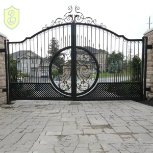 High end Custom Modern Exterior Decorative Wrought Iron Villa Driveway Entry Doors Automatic Electric Swing Gate