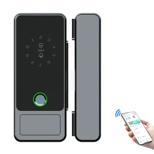 Hook Mortise Electrical Smart Glass Door Lock Keyless Entry Keypad Touch Panel Fingerprint Card Sliding Door Lock