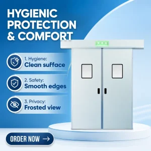 Hospital Interior Electric Steel Double-Leaf Side-Opening Airtight Hermetic Sliding Door CE ISO Medical-Grade Cleanroom