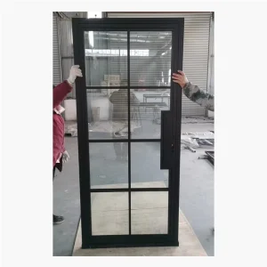 Hot Selling Customized Designs Reeded Glass Metal Frame Interior Door Swing Iron And Glass Door