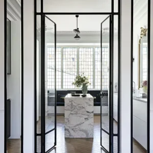 Hot Selling Modern Design Double Glazing Tempered Glass Door French Entry Steel Door for Interior