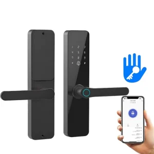 Hotel Fingerprint Recognition Smart Lock with USB Emergency Charging for Indoor Wooden Doors with Handle