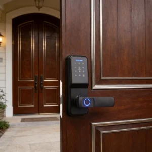 Hotel Smart Door Lock for Wood Doors with RFID, 0.3s Unlock, Waterproof and Dustproof Design, WiFi, App, and Memory Card