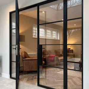 Hotel Thermal Break Modern Balcony Frost Double Tempered Glass Interior Exterior Aluminum Door