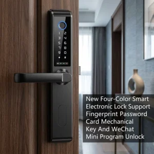 Household Smart Lock with Aluminum Frame, Fingerprint, Password, and Touch Button for Apartments