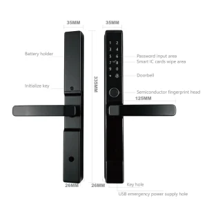 IP65 Waterproof Smart Lock for Aluminum Door Narrow Frame with Fingerprint, Password, RFID, Bluetooth