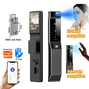IP68 Waterproof 3D Face Recognition Palm Vein Fully Automatic Smart Lock with Video Intercom