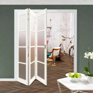 Indoor Folding Glass Door Platform With Aluminum Alloy Frame Accordion Doors for Living Room Decoration