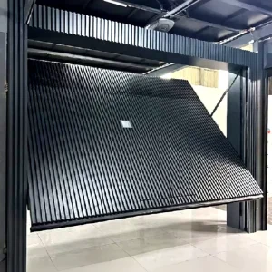 Industrial Aluminum Arched Insulated Black Glass Tilt Garage Door for Commercial and Villa Use