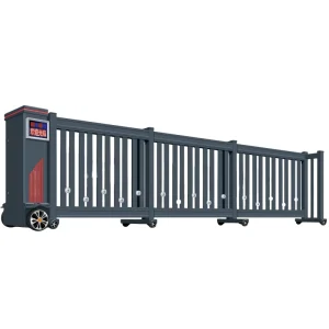 Industrial Aluminum Electric Sliding Retractable Trackless Outdoor Foldable Gate for Courtyards and Hotels