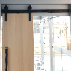 Industrial Black Sliding Barn Door Hardware Kit Heavy-Duty Iron
