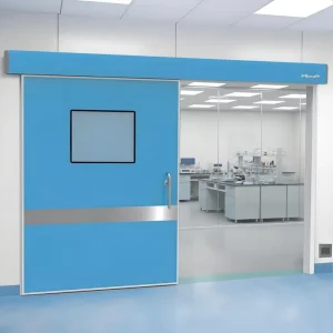 Industrial Hospital Clean Room Automatic Hermetic Sliding Door with Stainless Steel Edging, Nylon, and Sound Insulation