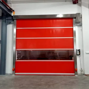 Industrial PVC High-Speed Automatic Windproof Roll-Up Door with Transparent Window for Warehouses and Workshops