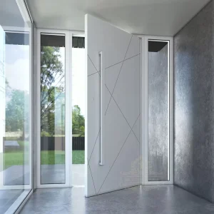 Industrial Style Aluminum Pivot Entry Door with Custom Thickness, Color and Finish, Smooth Silent Hinge