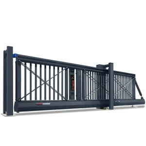 Industrial Style Custom Metal Suspended Sliding Gate Without Wheels Windproof for Factories and Industrial Parks