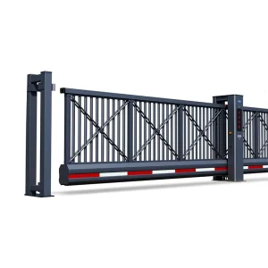 Industrial Style Wheel-Free Suspended Sliding Gate, Windproof Metal, for Factories and Industrial Parks