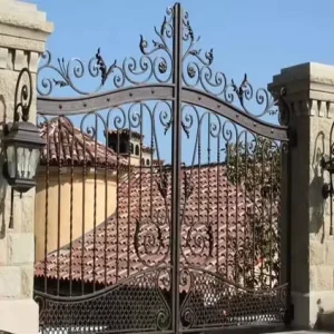 Industrial Wrought Iron and Steel Swing Courtyard Security Main Gate