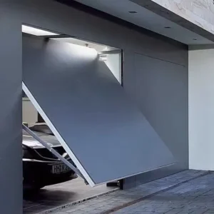 Insulated Aluminum Motorized Trackless Tilt-Up Garage Door, Overhead One-Piece