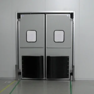 Insulated Free-Swing Door for Logistics Centers with Custom Double-Glass Window