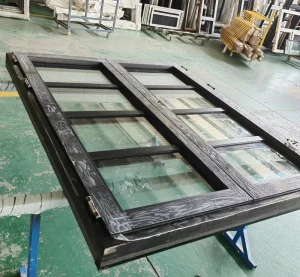 Insulated Wood French Door for Main Entry Apartment with Smart Lock Fiberglass Screen Grills