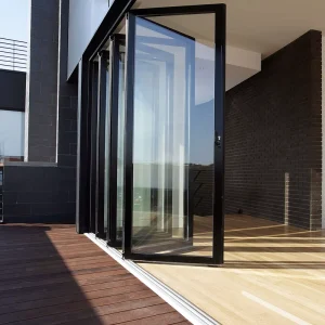 Interior Aluminum Alloy Tempered Glass Folding Door, Waterproof, Frameless, Movable Wall Fittings