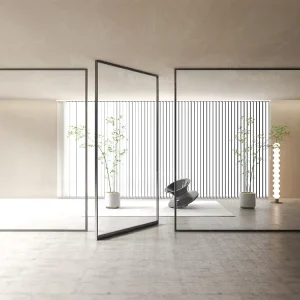 Interior Door Aluminum Alloy Modern Pivot Glass Frosted Balcony Glass Doors