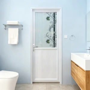 Interior House Project Pure White Glass Aluminum Swing Doors Moisture Proof Bathroom Door for Home