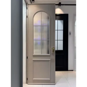 Interior Partition French Glass Swing Door Aluminium Froested Glazed Arch Grille Hinge Casement Doors