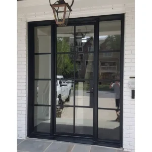 Interior Steel Doors with Tempered Clear Glass and Grille Design