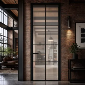 Interior Swing Glass Door Ultra Slim Aluminum Frame Privacy Glass for Residential House