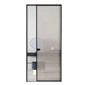Invisible Single Sliding Pocket Door with Frosted Glass for Apartment and Bar