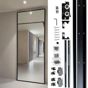 Invisible Sliding Door Hardware Kit Complete Track Roller System for Interior Wardrobes