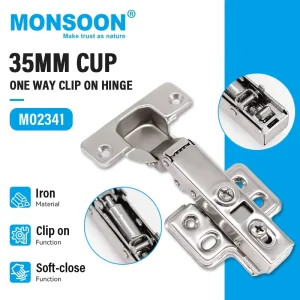 Iron Zinc Plated Cabinet Hinge One-Way Soft Close Concealed Door Hinge