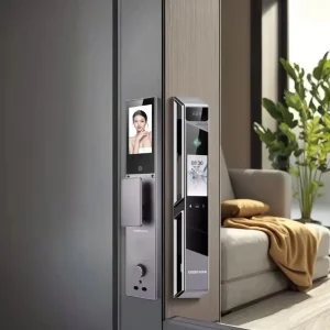 JDRM01 3D Face Recognition Smart Lock with Remote WiFi, CNC-Carved Cat-Eye Camera for Wood Doors