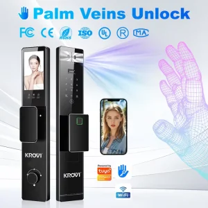 JDRM02 Smart Door Lock with Wi-Fi, Keyless Entry, Fingerprint, Face Recognition, Memory Card, Cloud, and Aviation Aluminum